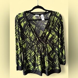 Liz & Co Lime and Black Women's Blouse